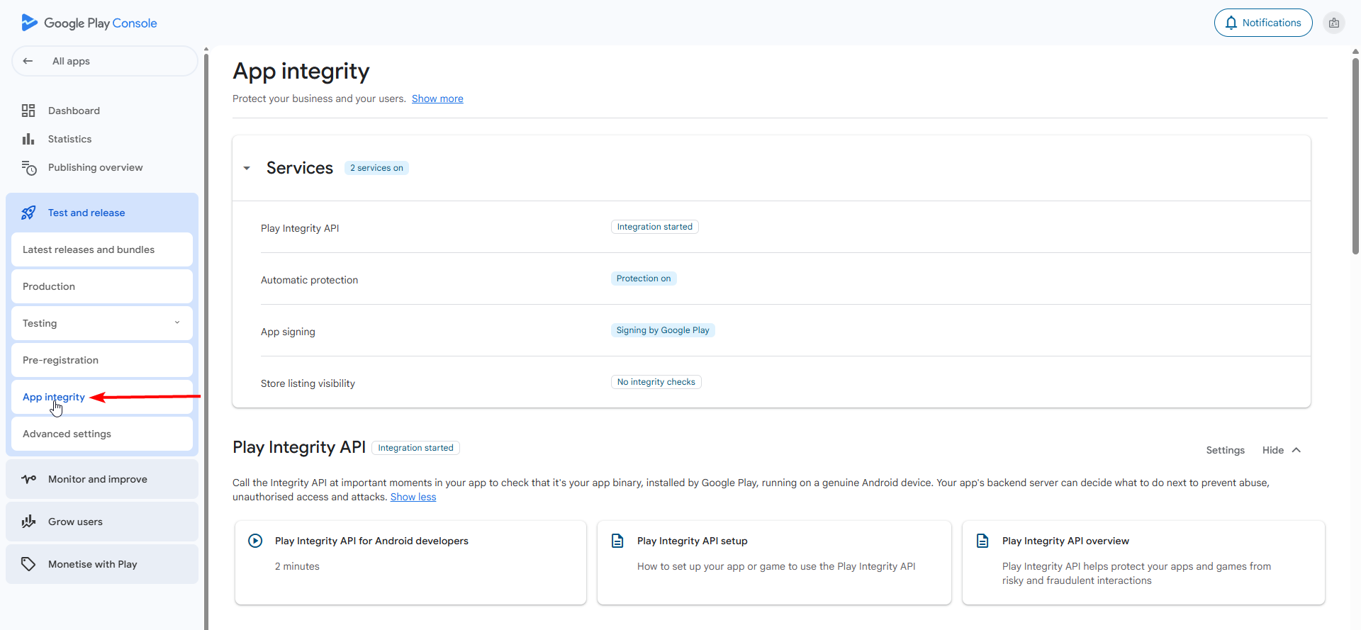 App integrity entry point